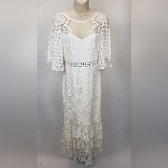 Two Sisters the Label Reyna White Dress midi lace size 4 - Picture 3 of 14